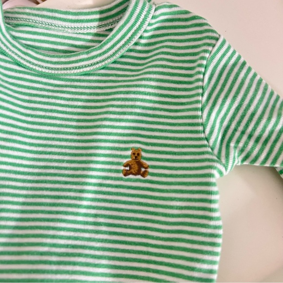 Baby Gap Pajama Set Green Stripe Organic Cotton Toddler - Picture 2 of 5